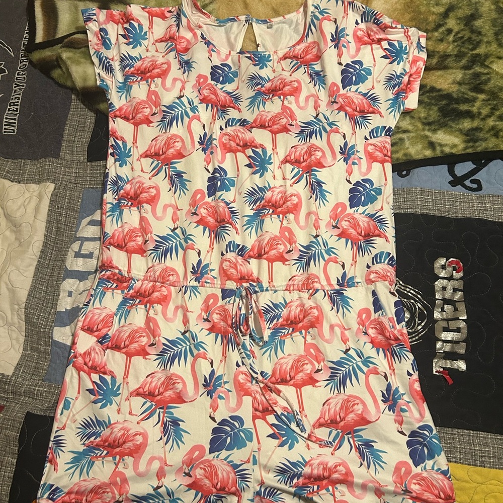 Amazon Pink Flamingo Print Jumpsuit